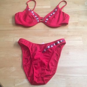 Venus red patriotic Fourth of July retro bikini